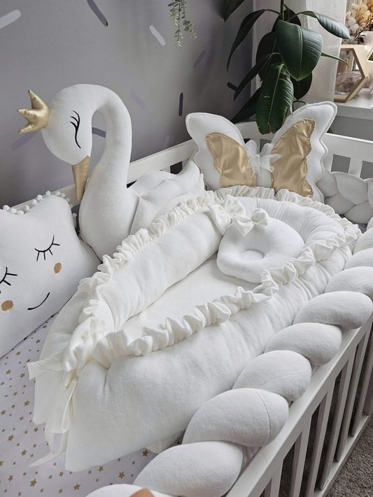 Personalized baby crib bedding set white - KariStudio