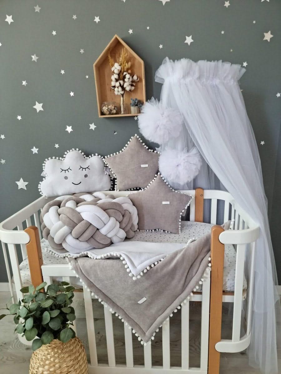 Light Blush pink bed canopy curtains, baby baldachin - KariStudio