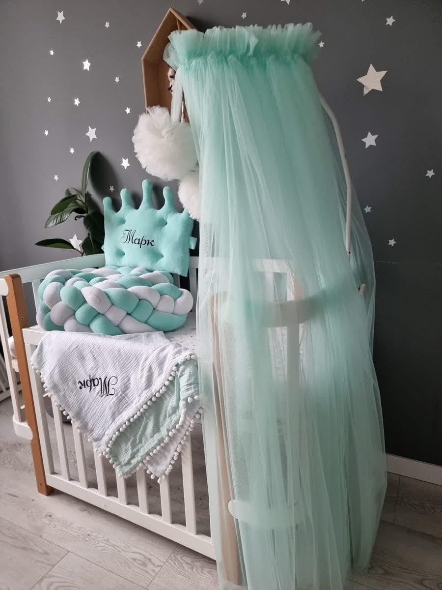 Light Blush pink bed canopy curtains, baby baldachin - KariStudio