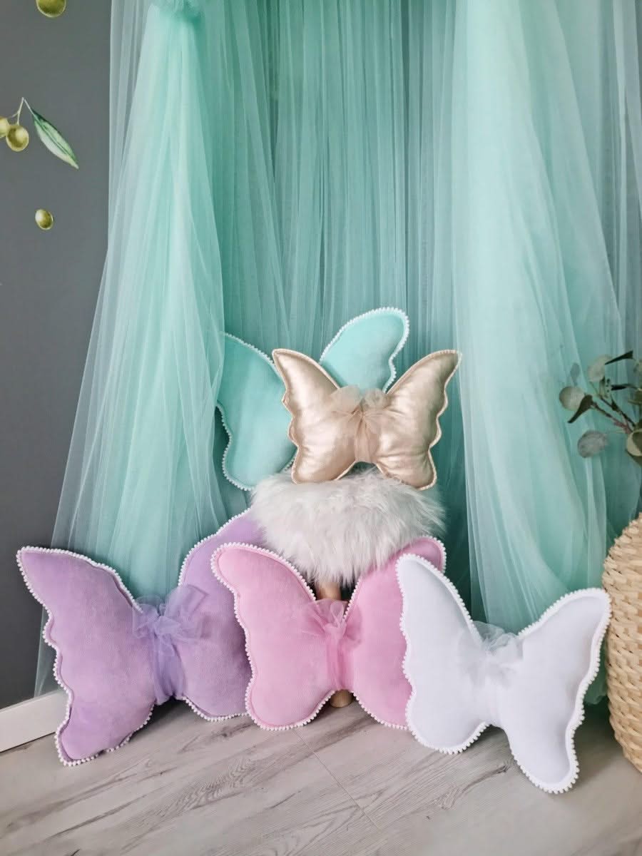 Butterfly pillow blush rose. Nursery decor. Crib pillow - KariStudio