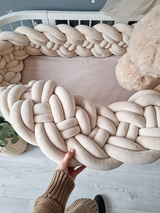 Braided crib bumper beige 25 cm - KariStudio