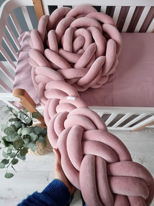 Braided crib bumper blush rose 20 cm - KariStudio