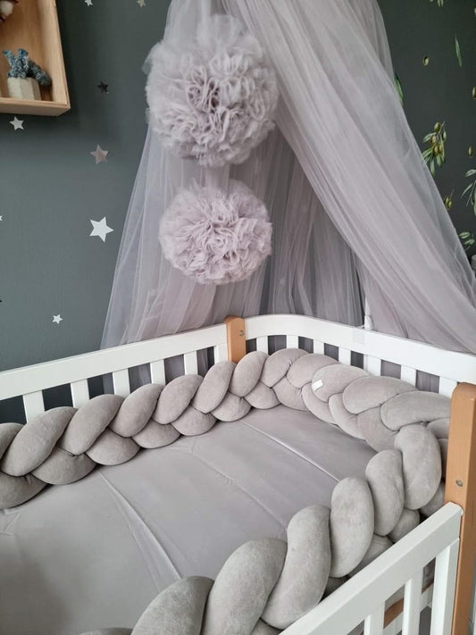 Braided crib bumper gray 15 cm - KariStudio