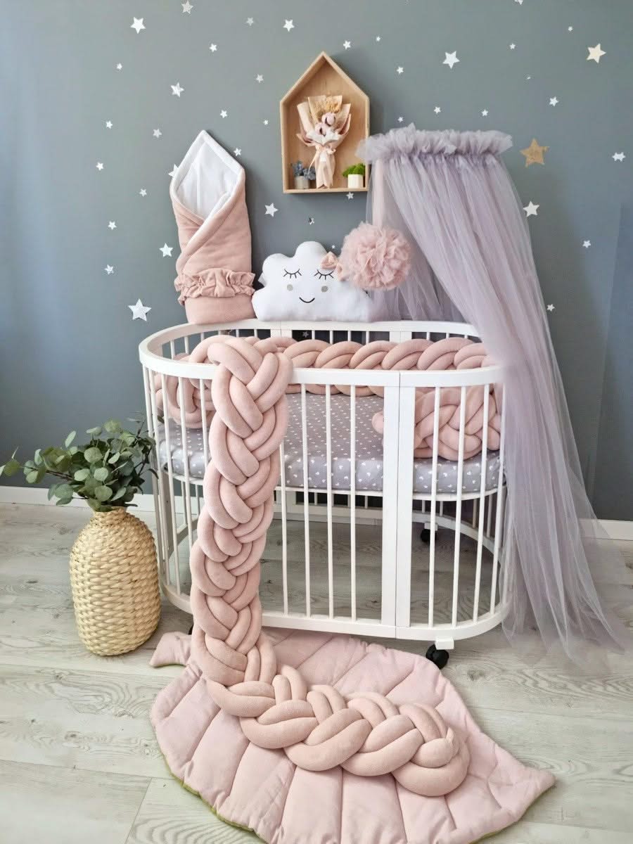 Braided crib bumper blush rose 20 cm - KariStudio