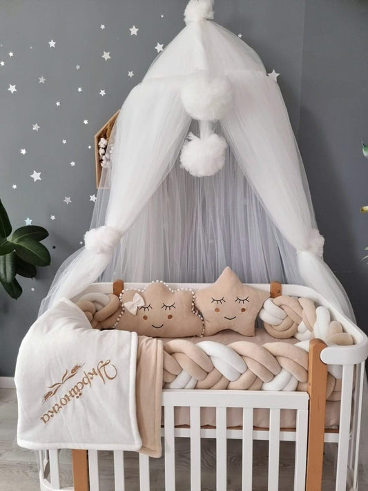 Personalized baby bedding set beige for boy or girl - KariStudio