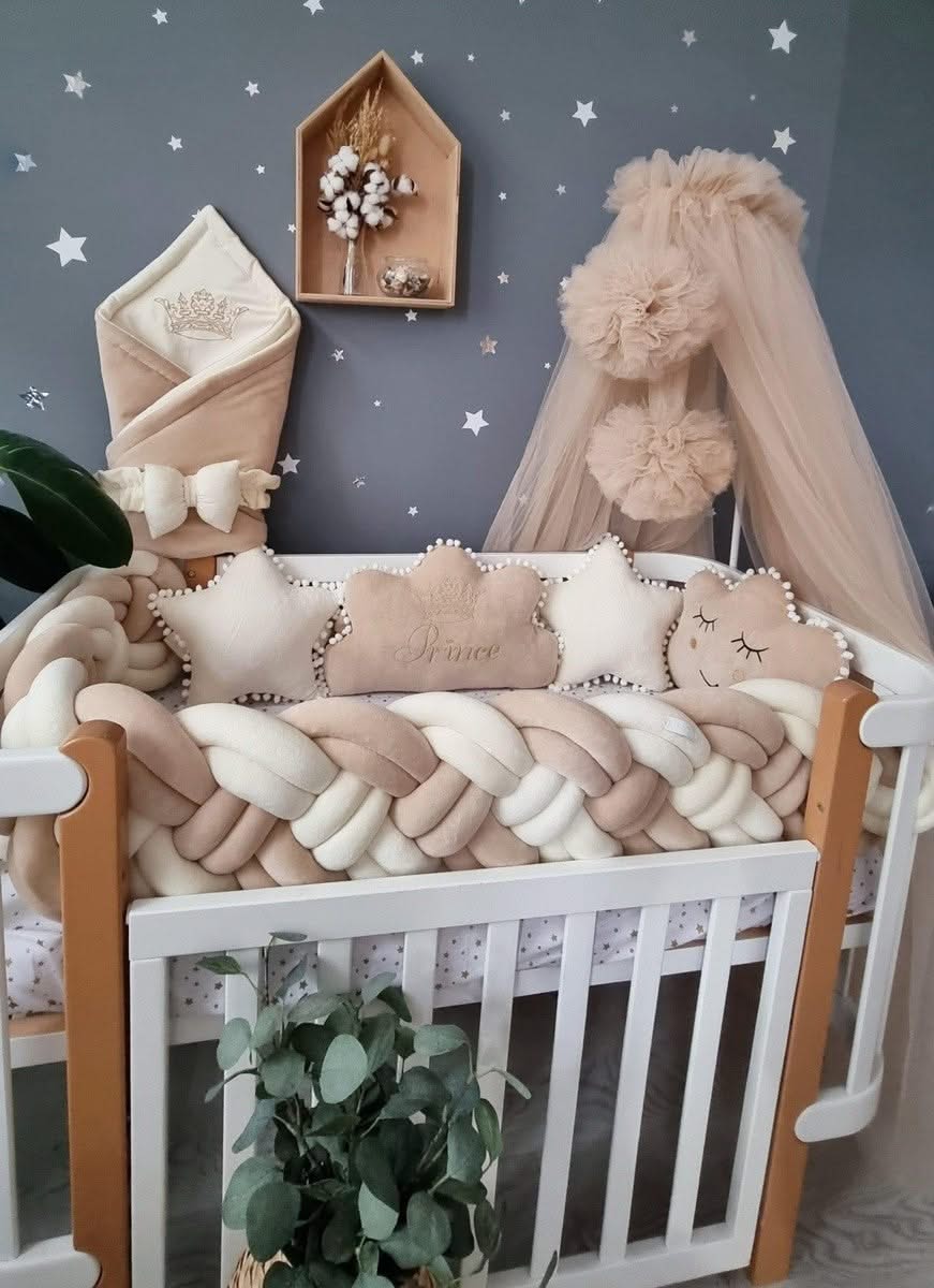 Personalized Baby bedding set beige cream - KariStudio
