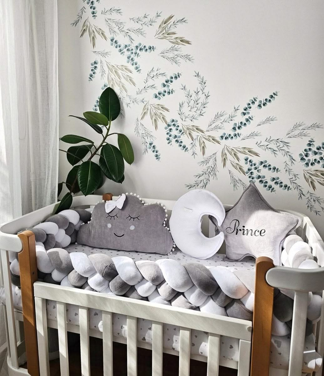 Personalized baby bedding set for boy gray - KariStudio
