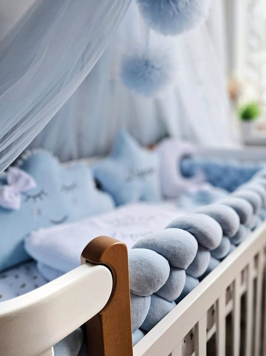 Baby boy bedding crib set. Blue crib bumpers. KARI studio