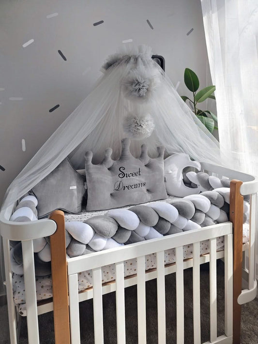 Baby boy crib bedding set gray with crib bumpers