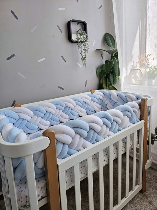 Braided crib bumper blue 25 cm. KARI studio
