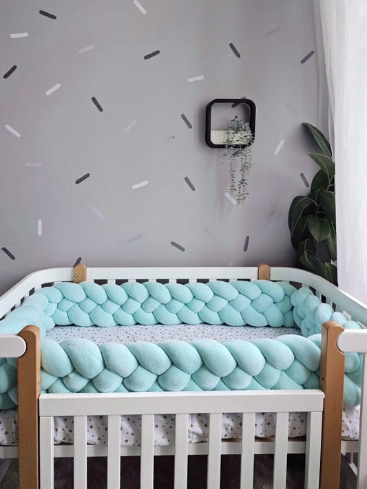 Double braided crib bumper mint. KARI studio