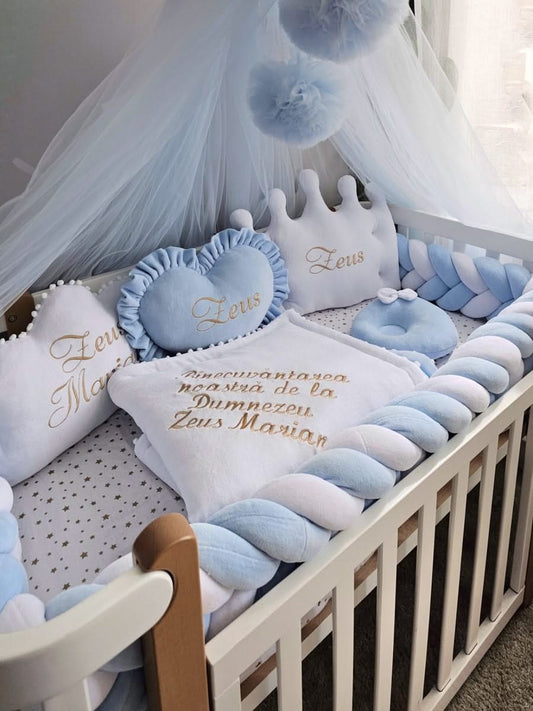 Blue baby crib bedding set for boy. KARI studio