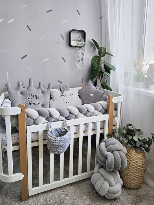 Baby boy bedding set gray for crib. KARI studio