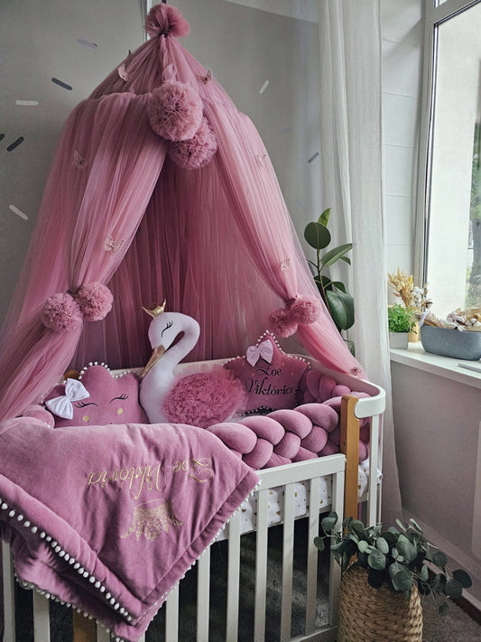 Luxury baby bedding set for girl dry rose. KARI studio