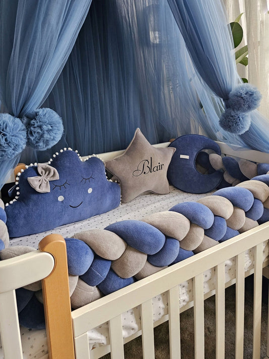 Baby boy crib bedding set indigo. KARI studio