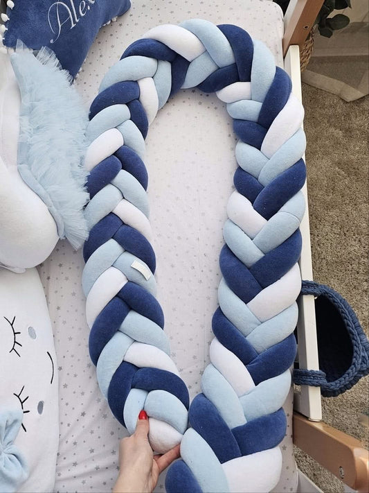 Braided crib bumper navy blue high. KARI studio