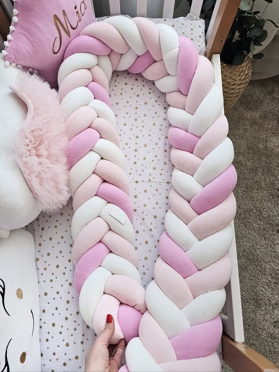 Braided crib bumper pink shadows. KARI studio