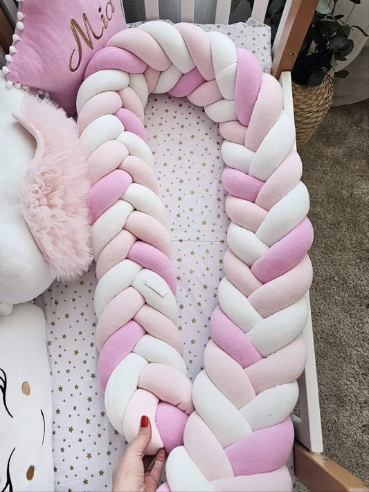 Braided crib bumper pink shadows. KARI studio