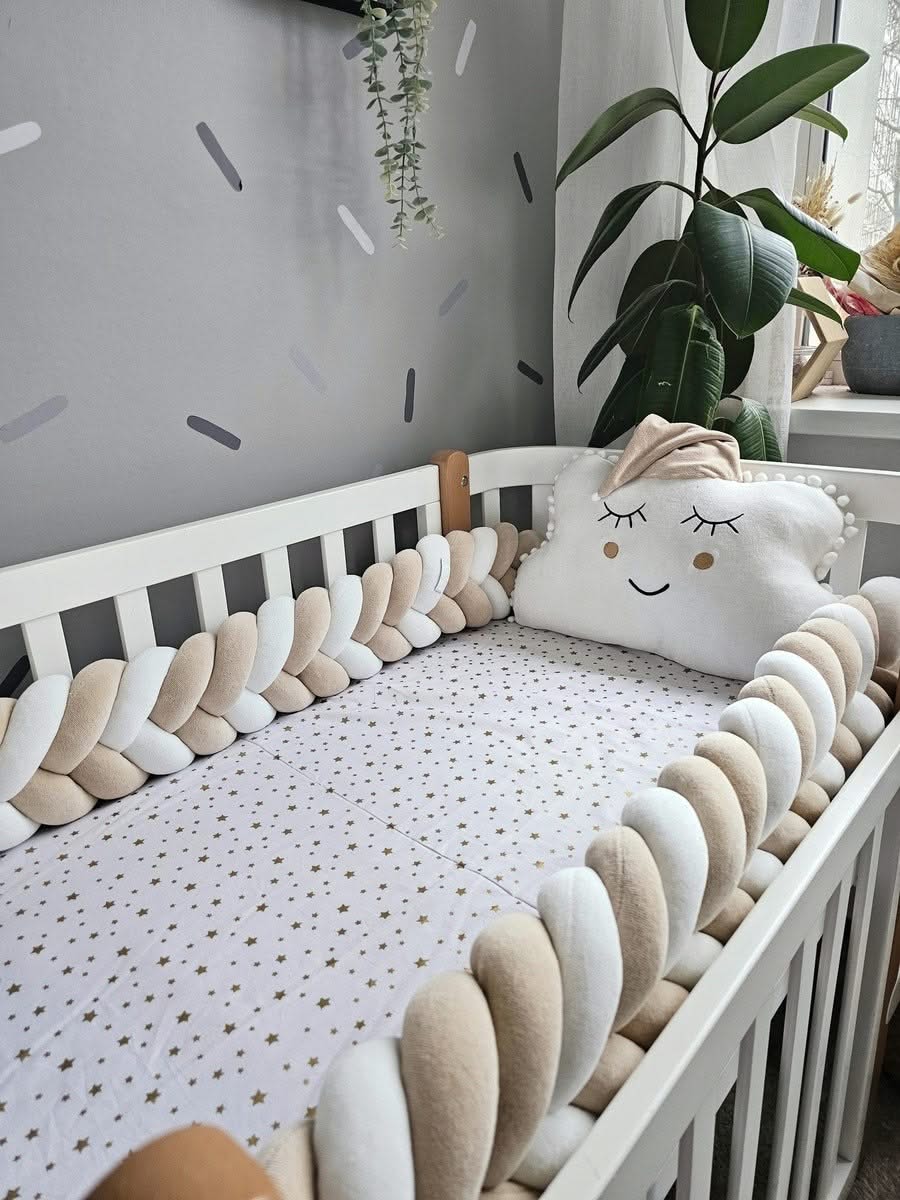 Baby boy bedding crib set with braided crib bumper. KATRI studio