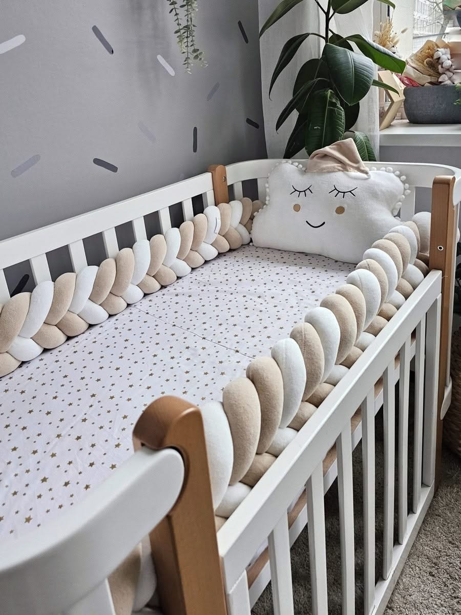 Baby boy bedding crib set with braided crib bumper. KATRI studio