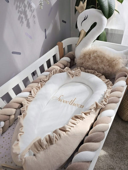 Safe baby bedding crib set with braided crib bumper. KARI studio