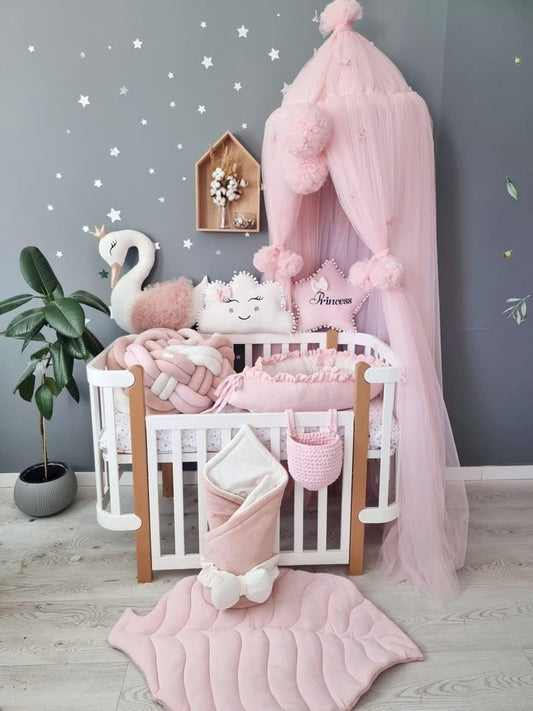 Personalized baby bedding set for girl blush, light pink - KariStudio