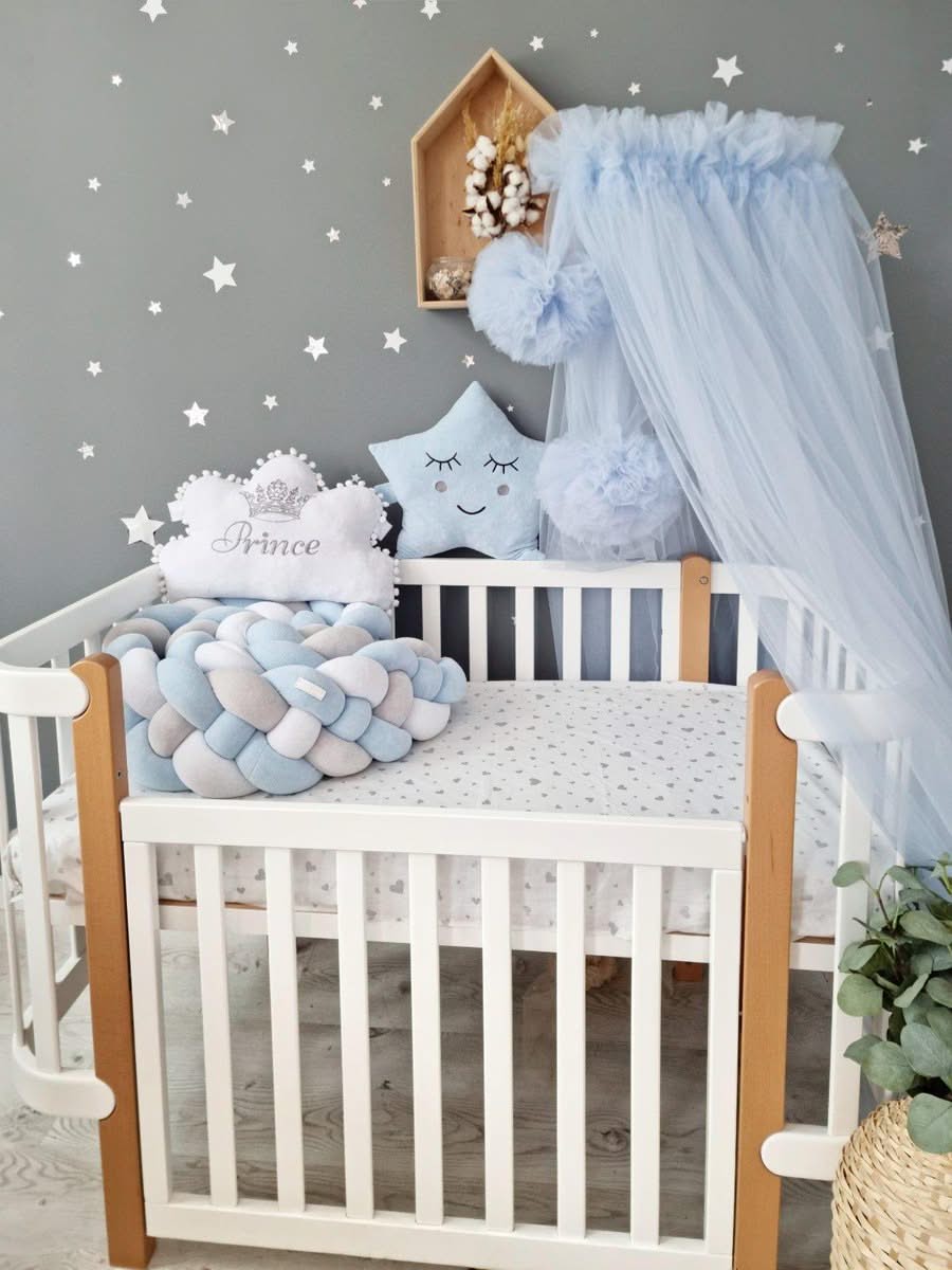 Light Blush pink bed canopy curtains, baby baldachin - KariStudio