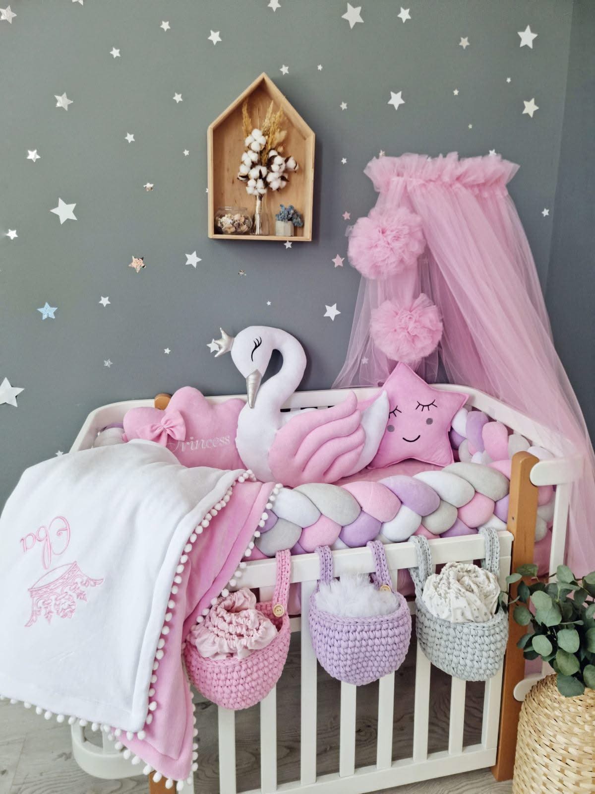 Beige bed canopy curtains - KariStudio