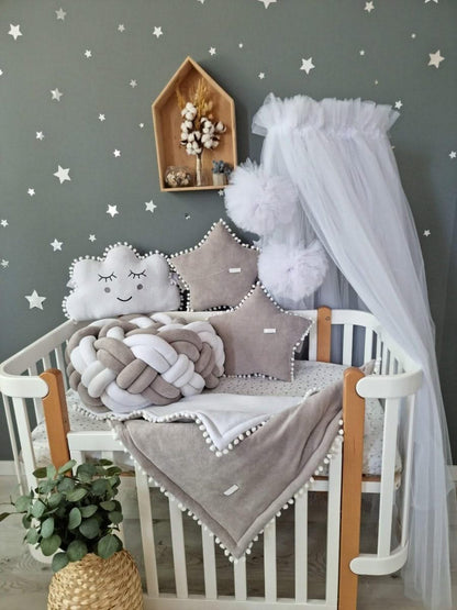 Light Blush pink bed canopy curtains, baby baldachin - KariStudio