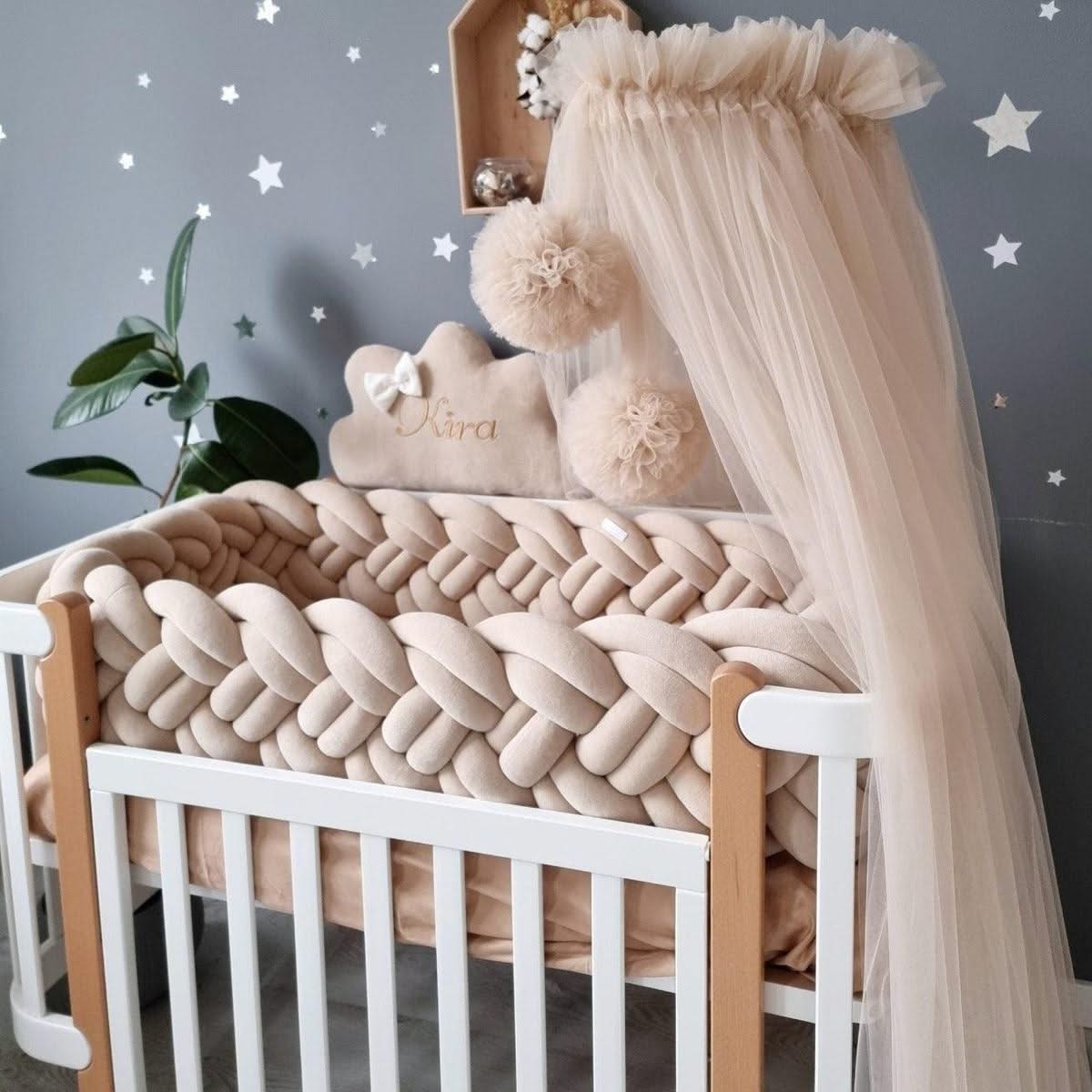 Beige bed canopy curtains - KariStudio