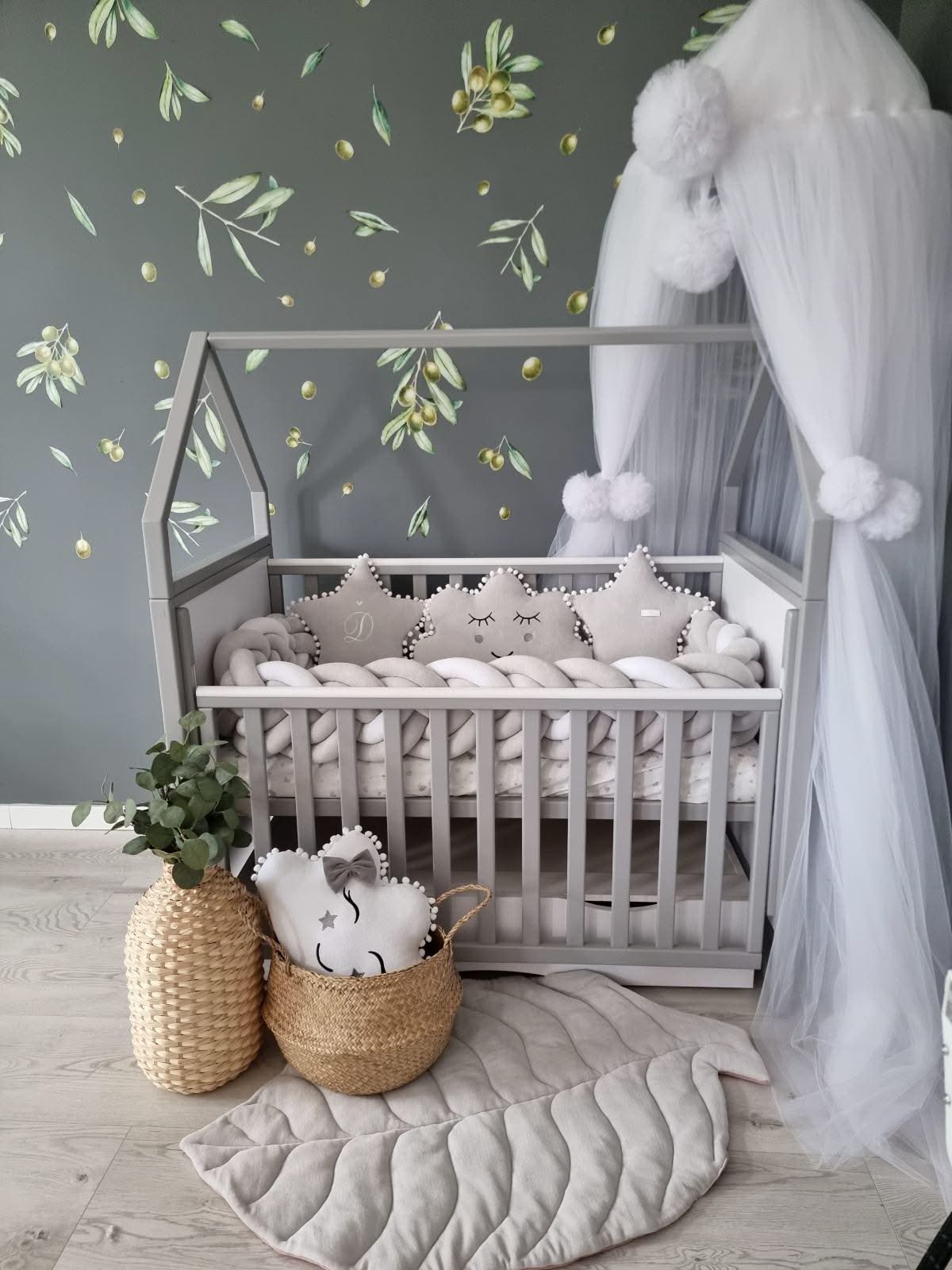 Baby leaf play mat light gray - KariStudio