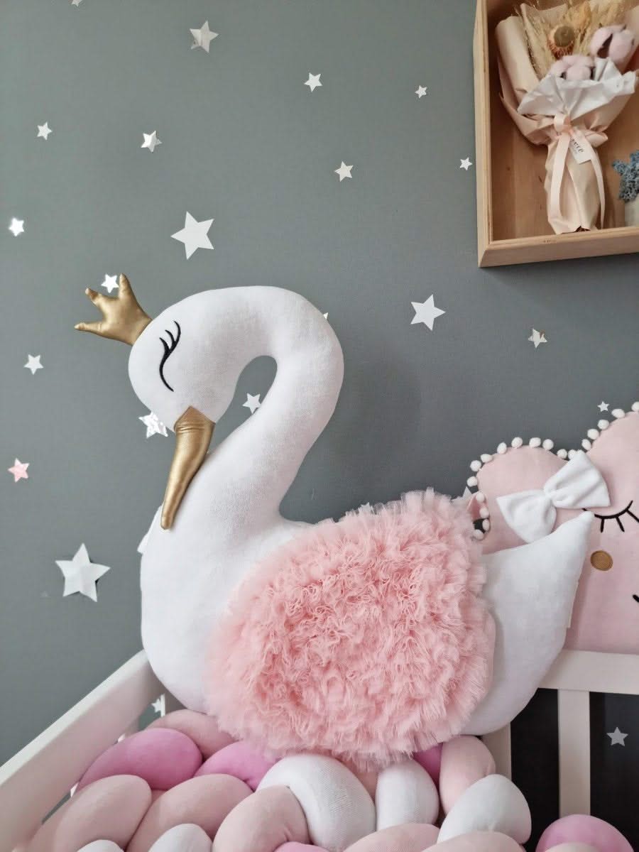 Princess Pillow swan Light blush, side crib pillow - KariStudio