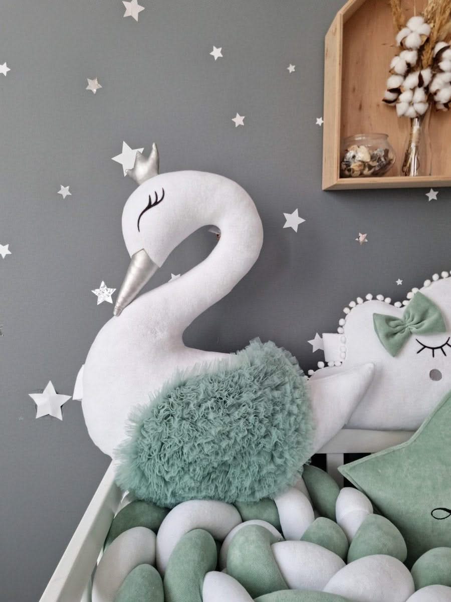 Princess Pillow swan Light blush, side crib pillow - KariStudio