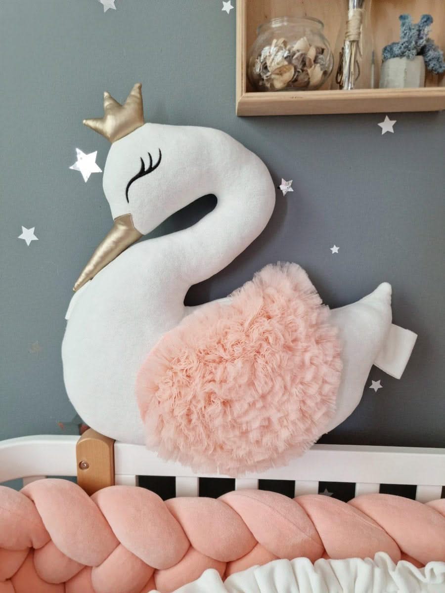 Princess Pillow swan Light blush, side crib pillow - KariStudio