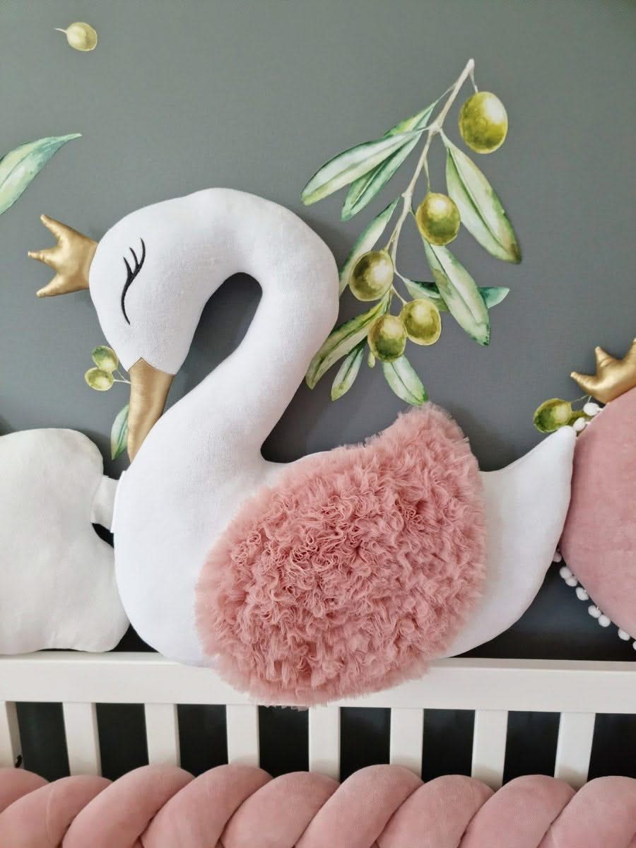 Princess Pillow swan Light blush, side crib pillow - KariStudio
