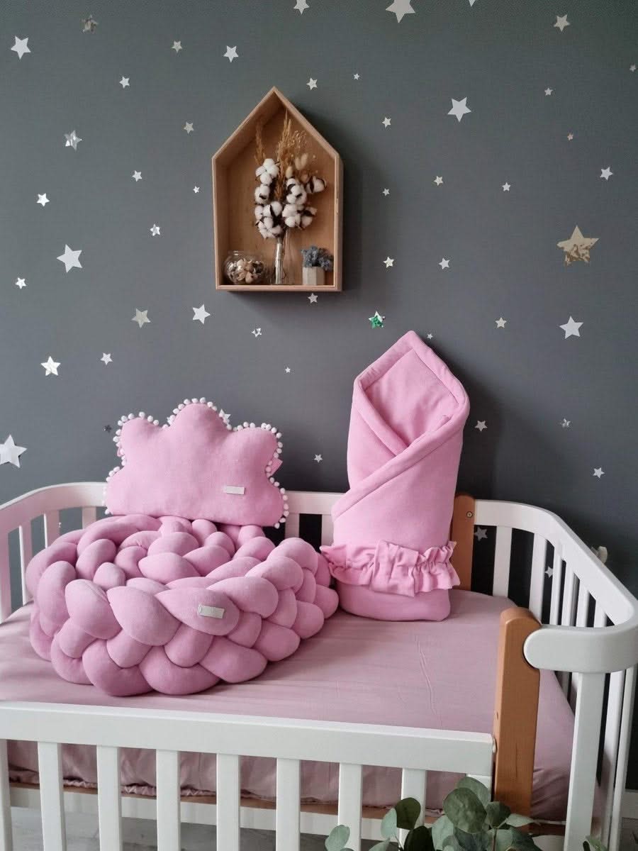 Personalized crib bumper set grey - KariStudio