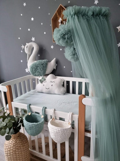 Light Blush pink bed canopy curtains, baby baldachin - KariStudio