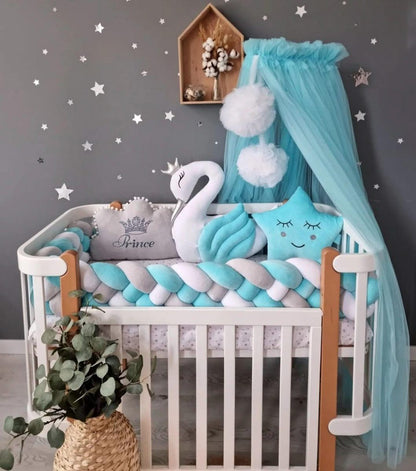 Light Blush pink bed canopy curtains, baby baldachin - KariStudio