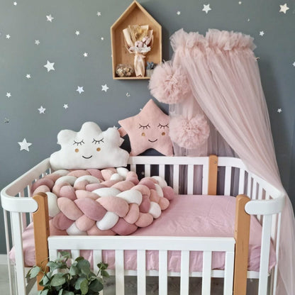 Light Blush pink bed canopy curtains, baby baldachin - KariStudio