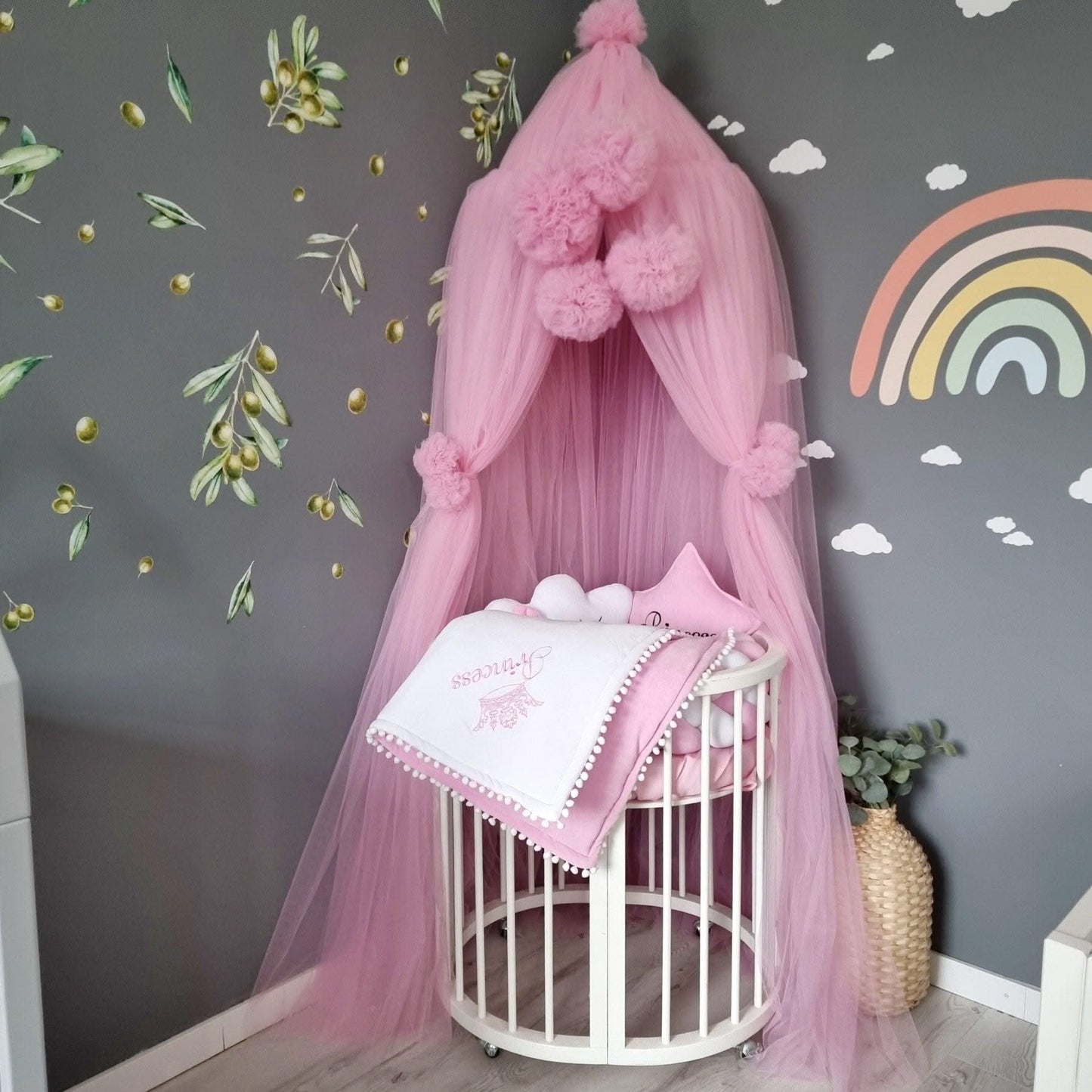 Light blush Princess baldachin, crib canopy - KariStudio