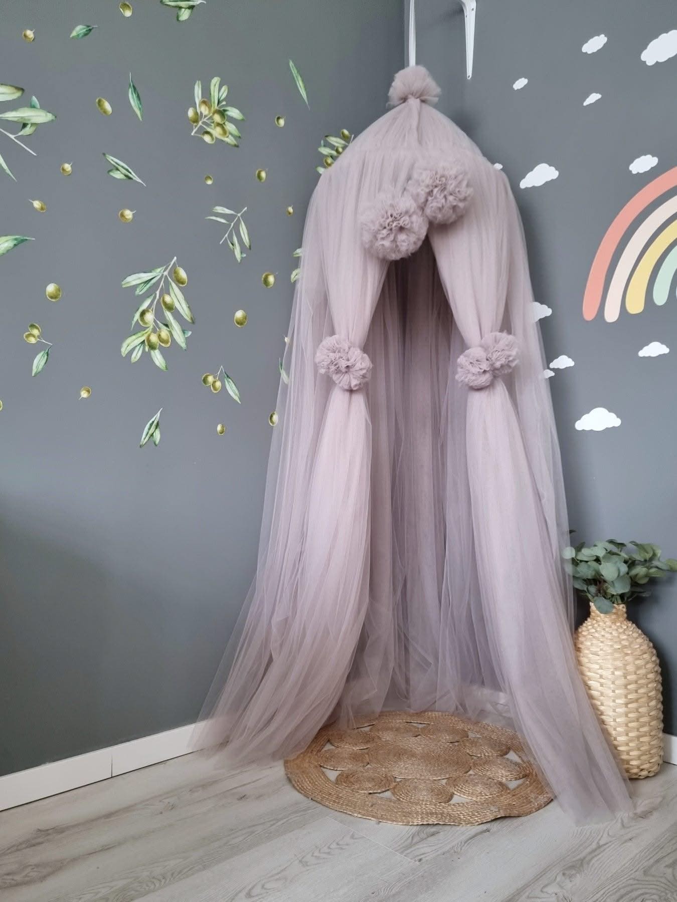 Light blush Princess baldachin, crib canopy - KariStudio