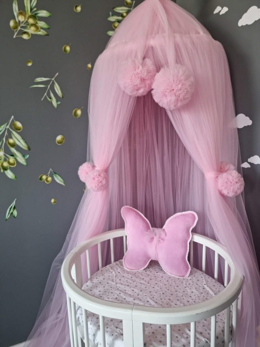 Butterfly pillow blush rose. Nursery decor. Crib pillow - KariStudio