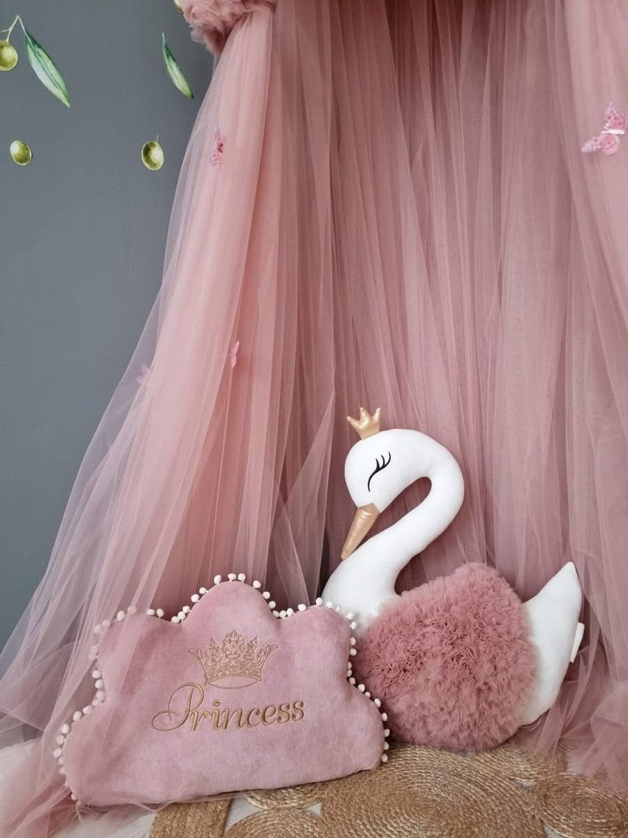 Princess Pillow swan Light blush, side crib pillow - KariStudio