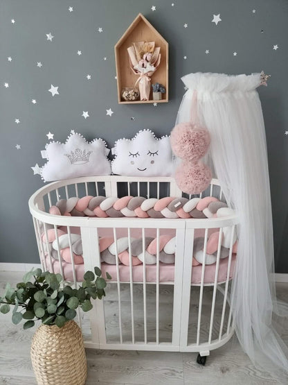 Light Blush pink bed canopy curtains, baby baldachin - KariStudio