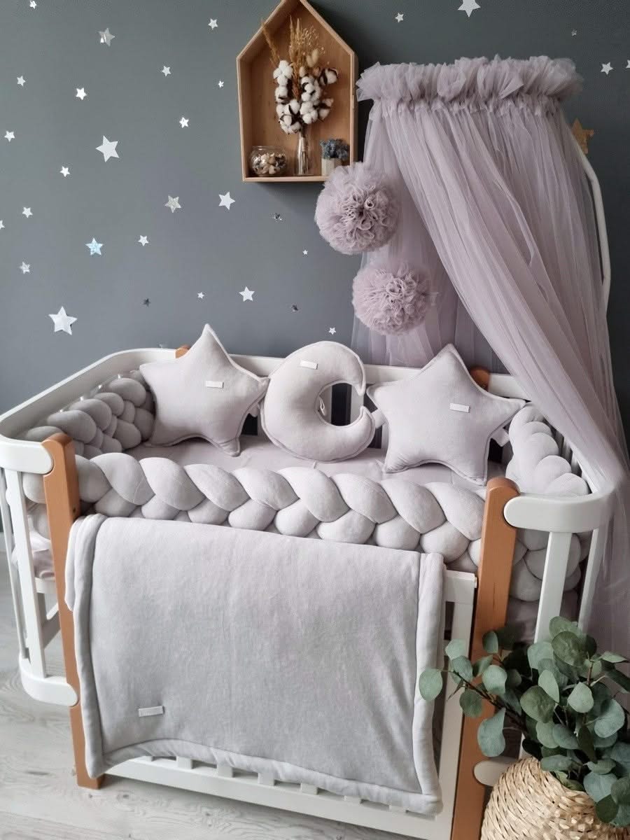 Light Blush pink bed canopy curtains, baby baldachin - KariStudio