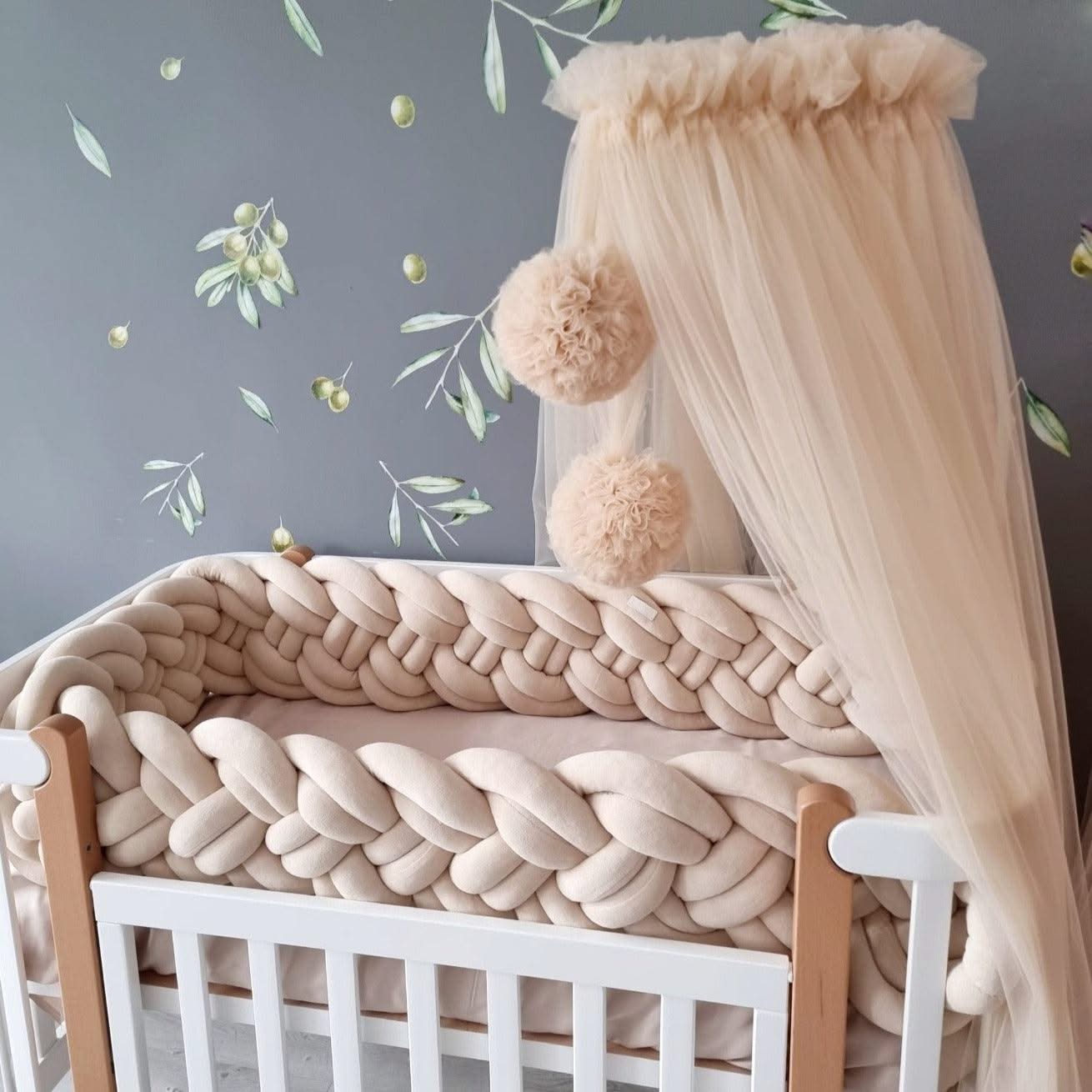 Braided crib bumper beige 25 cm - KariStudio