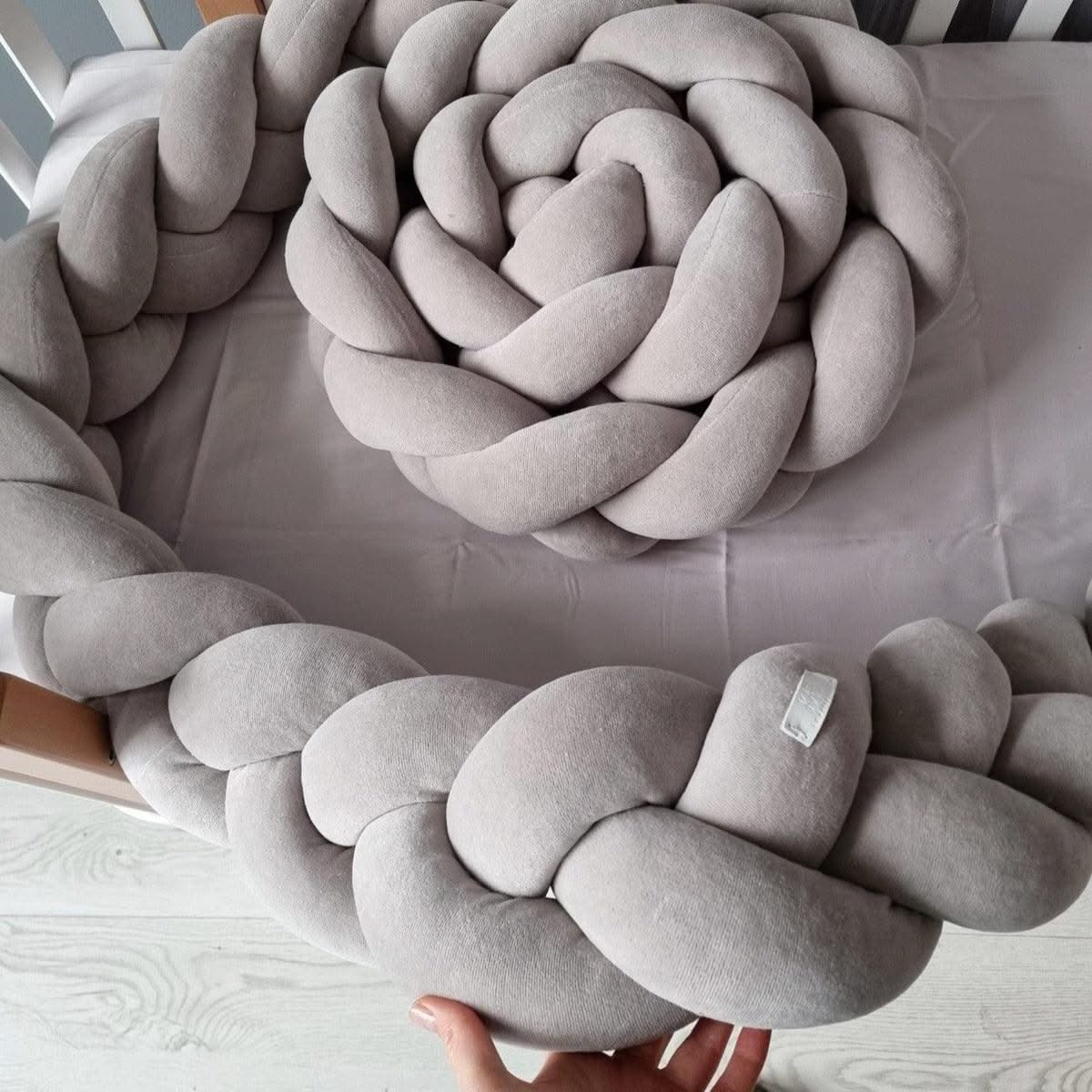 Braided crib bumper gray 15 cm - KariStudio