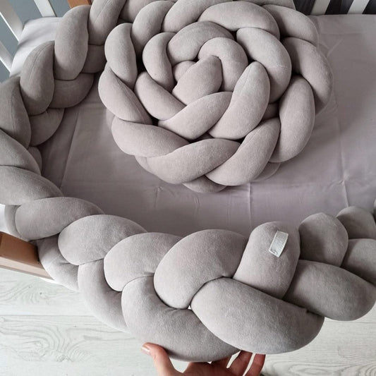 Braided crib bumper gray 15 cm - KariStudio