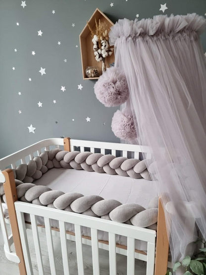 Braided crib bumper gray 15 cm - KariStudio