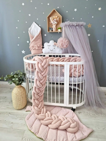 Braided crib bumper blush rose 20 cm - KariStudio